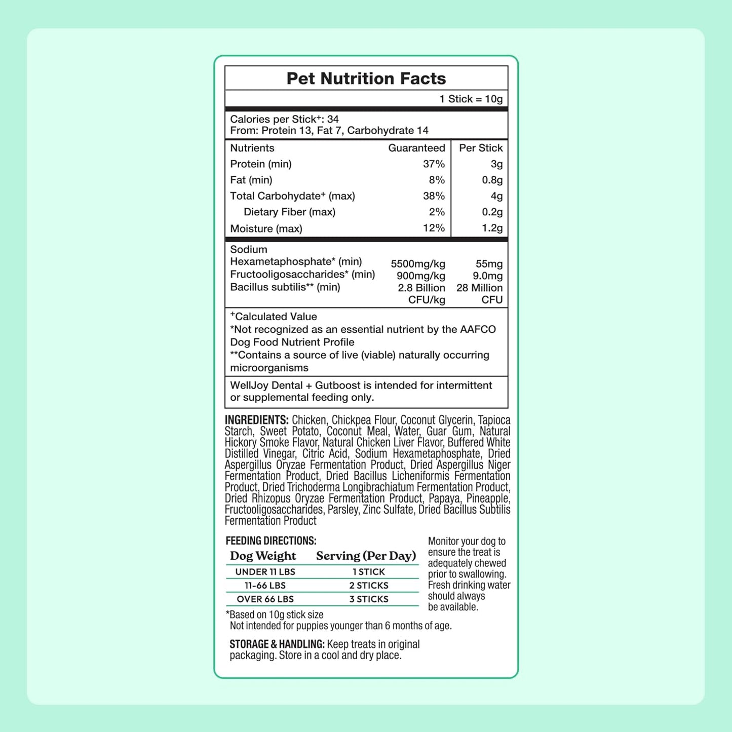 New! WellJoy Dog Treat Dental+ GutBoost | Helps Reduce Tartar | Freshens Breath | Dual-Benefit GutBoost Formulation | Vet Formulated | Made in USA | Made with Real Shredded Chicken | 24 Sticks