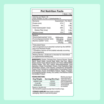 New! WellJoy Dog Treat Dental+ GutBoost | Helps Reduce Tartar | Freshens Breath | Dual-Benefit GutBoost Formulation | Vet Formulated | Made in USA | Made with Real Shredded Chicken | 24 Sticks