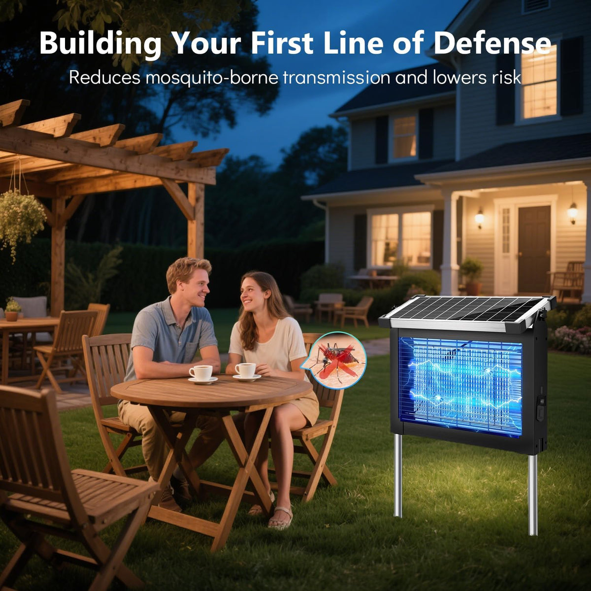 OnBeam Solar Bug Zapper Outdoor, Mosquito Zapper Waterproof Electric Fly Zapper Rechargeable Mosquito Killer Lamp with 10W Solar Panel, 4500V Cordless Fly Trap for Backyard, Patio, Garden, RV, Camping
