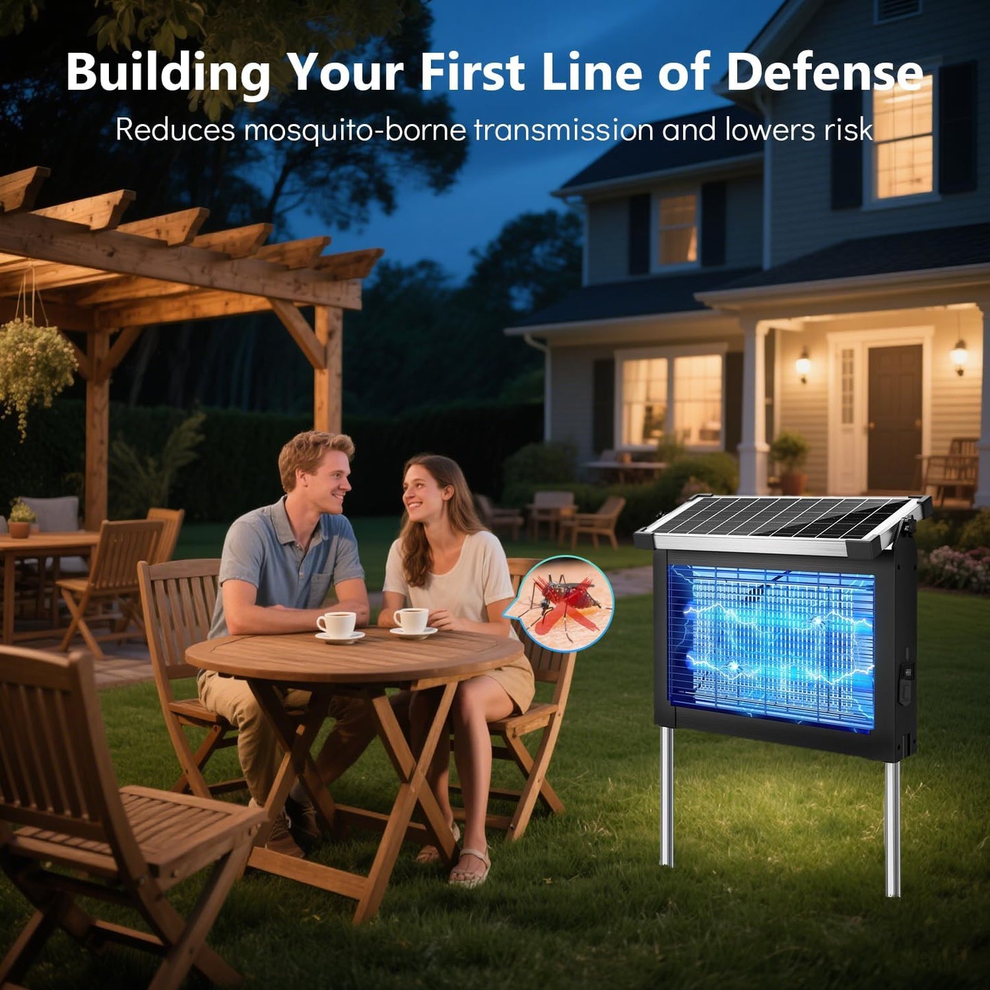 OnBeam Solar Bug Zapper Outdoor, Mosquito Zapper Waterproof Electric Fly Zapper Rechargeable Mosquito Killer Lamp with 10W Solar Panel, 4500V Cordless Fly Trap for Backyard, Patio, Garden, RV, Camping