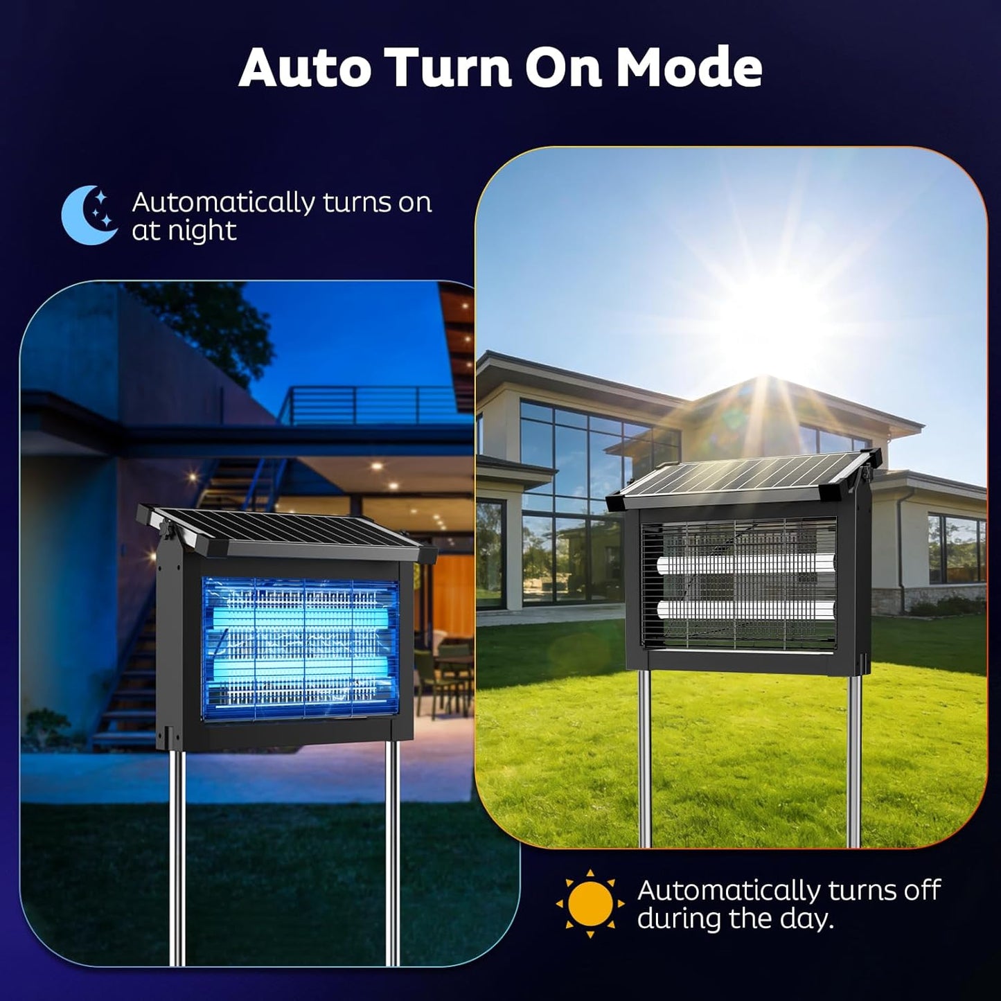 OnBeam Solar Bug Zapper Outdoor, Mosquito Zapper Waterproof Electric Fly Zapper Rechargeable Mosquito Killer Lamp with 10W Solar Panel, 4500V Cordless Fly Trap for Backyard, Patio, Garden, RV, Camping