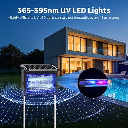 OnBeam Solar Bug Zapper Outdoor, Mosquito Zapper Waterproof Electric Fly Zapper Rechargeable Mosquito Killer Lamp with 10W Solar Panel, 4500V Cordless Fly Trap for Backyard, Patio, Garden, RV, Camping